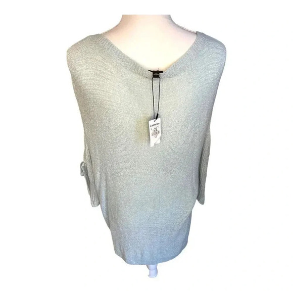 NEW Express Women’s Large Oversized Slouchy Sweater With Cutout Bell Sleeves - Picture 3 of 7